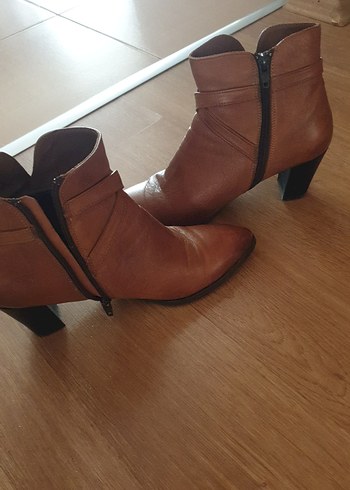 tabaa rengi Deri KadınTopuklu Bot - Görsel 4