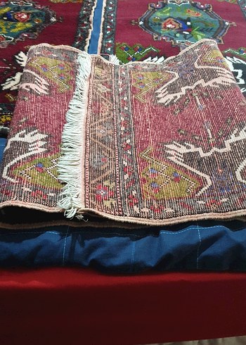 el dokuma kök boya ile boyanmış Renkli Halı yastık. - Görsel 8