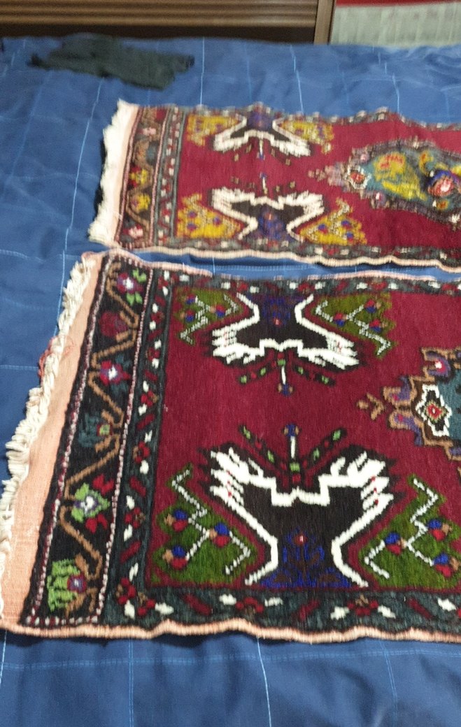 el dokuma kök boya ile boyanmış Renkli Halı yastık. - Görsel 4