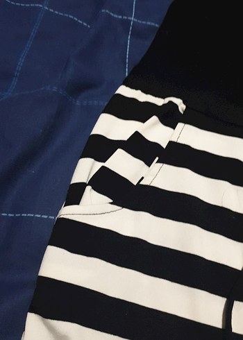 Siyah Beyaz Çizgili  Midi Elbise - Görsel 4