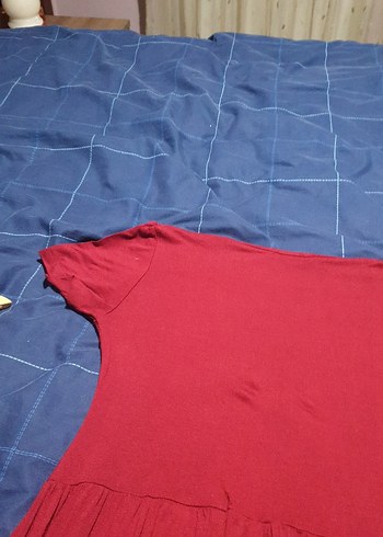 Kırmızı kraveze Yaka  bordo elbise - Görsel 7