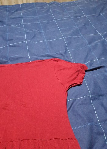 Kırmızı kraveze Yaka  bordo elbise - Görsel 8