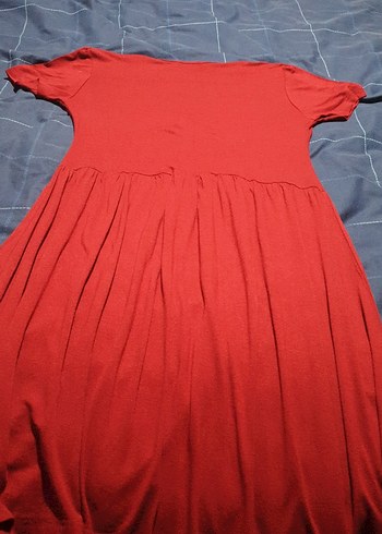 Kırmızı kraveze Yaka  bordo elbise - Görsel 6