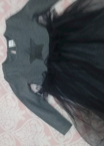 Kız Çocuk Siyah Gri Ekose Desenli Triko Elbise - Görsel 5