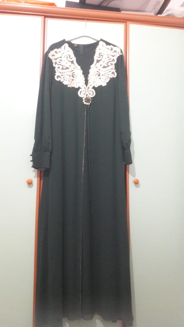 Nakışlı Siyah Kadın Uzun Elbise - Görsel 2