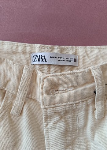 ZARA Ekru Straight Fit Kadın Jean - Görsel 7