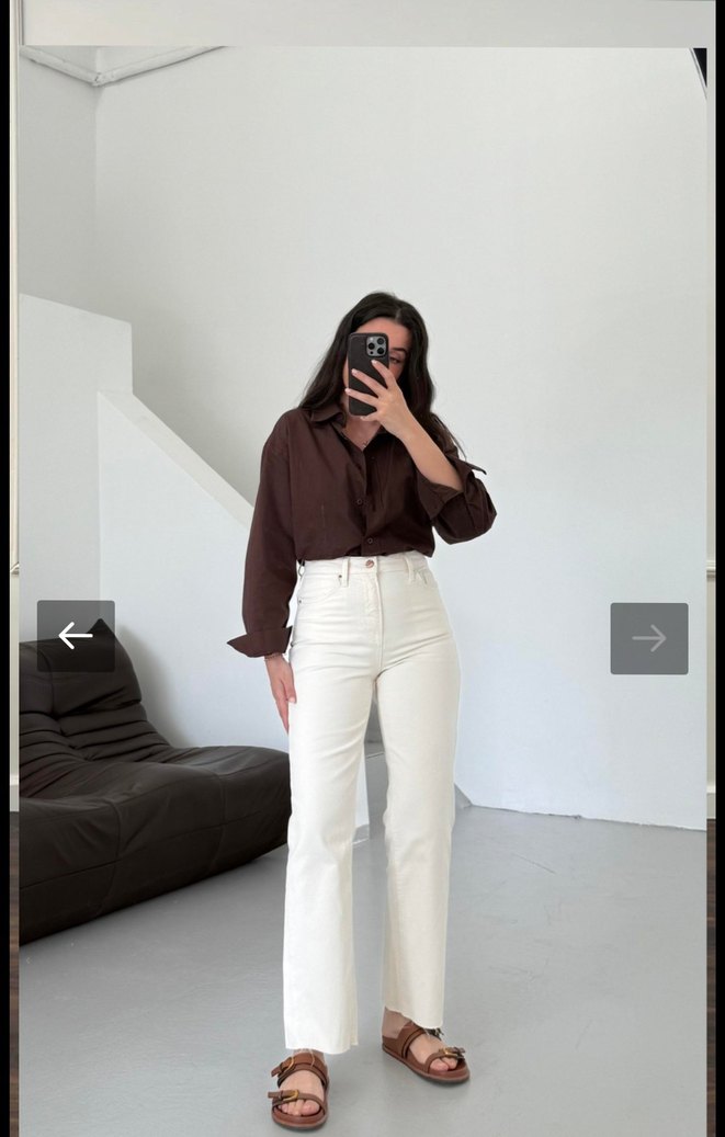 ZARA Ekru Straight Fit Kadın Jean - Görsel 3