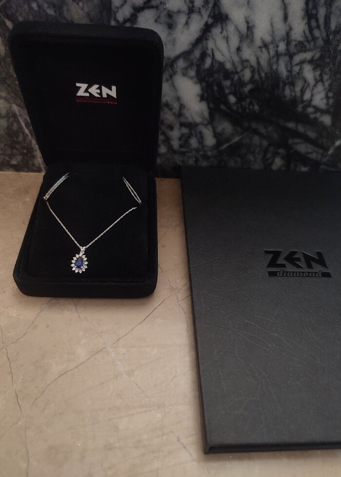 Zen Diamond Pırlanta Safir Kolye  - Görsel 4