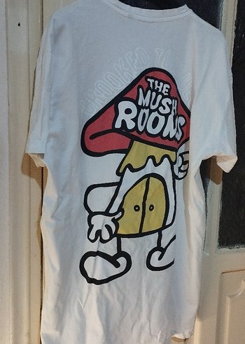 Beyaz Baskılı Pamuklu Oversize Tişört - Görsel 2