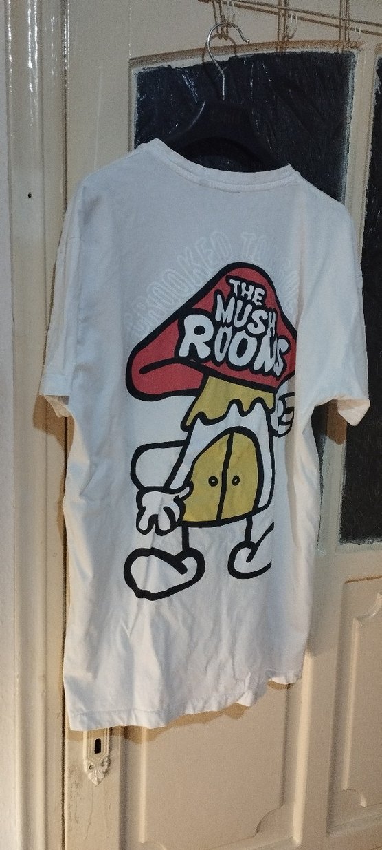 Beyaz Baskılı Pamuklu Oversize Tişört - Görsel 2