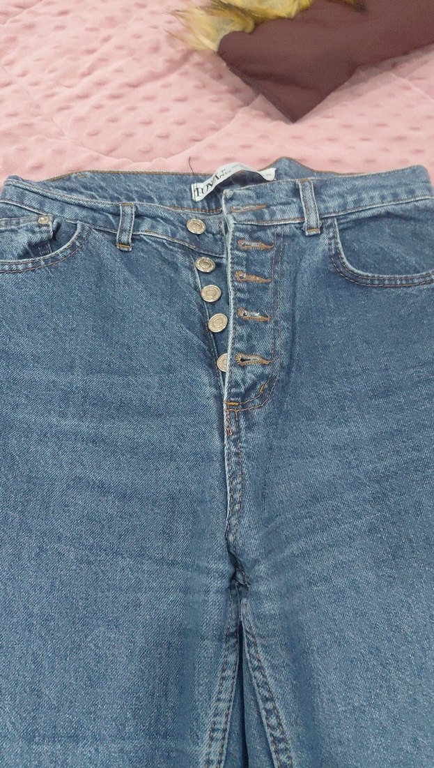 Açık Mavi Yüksek Bel Geniş Paça Jean — görsel 2/4