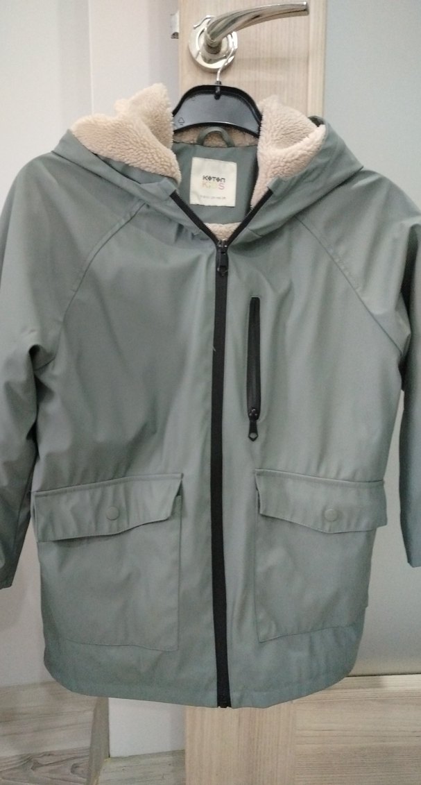 Gri çocuk Midi Boy Suni Kürk Detaylı Ceket - Görsel 3