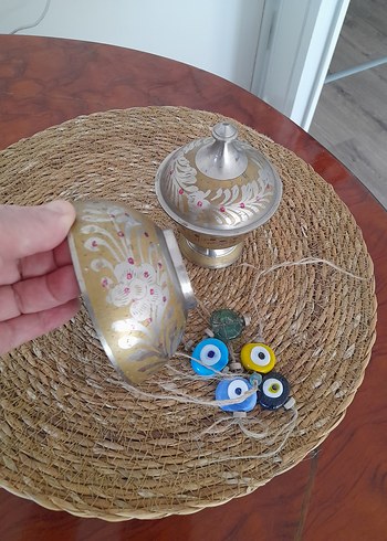 Etnik desenli Bohem Gri ve Turkuaz Tabak Seti - Görsel 9