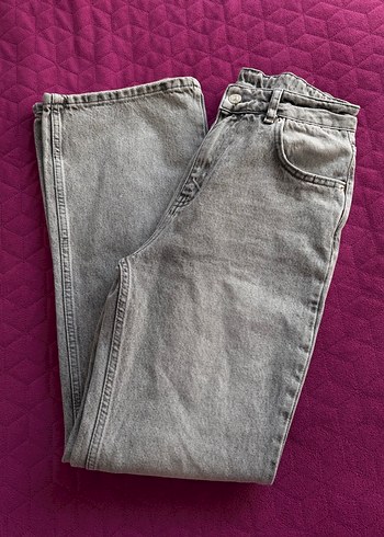 36 Beden gri Renk Yüksek bel geniş paça jean