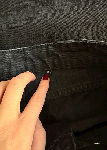 36 Beden Siyah yüksek bel bol paça jean