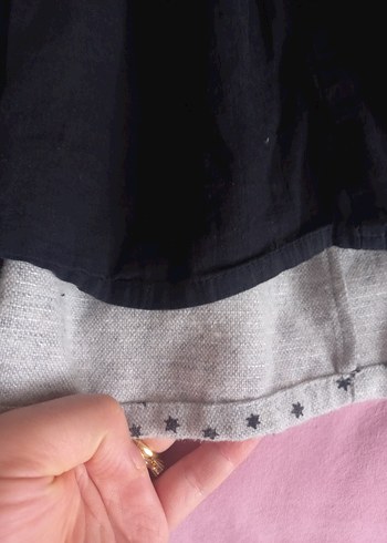 İdilbaby Mamino Gri Uzun Kollu Kız Çocuk Nakışlı Elbise - Görsel 6