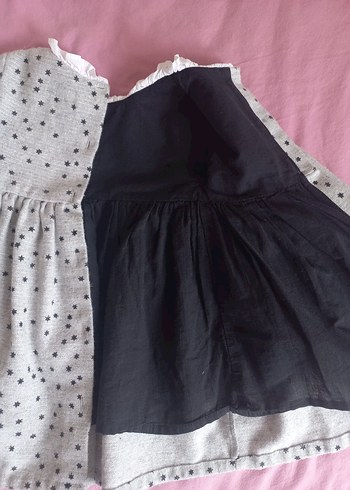 İdilbaby Mamino Gri Uzun Kollu Kız Çocuk Nakışlı Elbise - Görsel 4