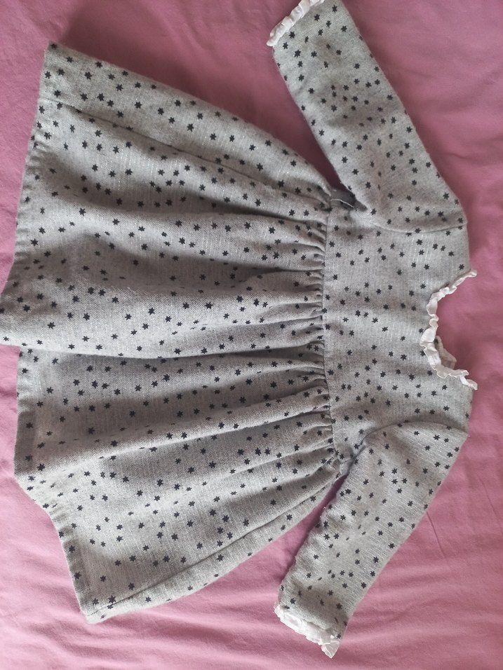 İdilbaby Mamino Gri Uzun Kollu Kız Çocuk Nakışlı Elbise - Görsel 2