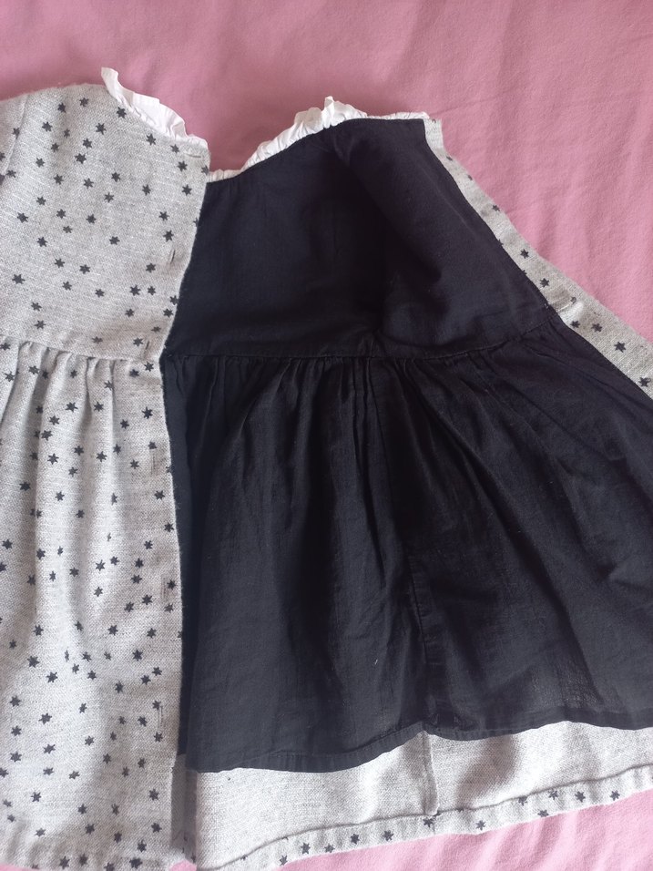 İdilbaby Mamino Gri Uzun Kollu Kız Çocuk Nakışlı Elbise - Görsel 4