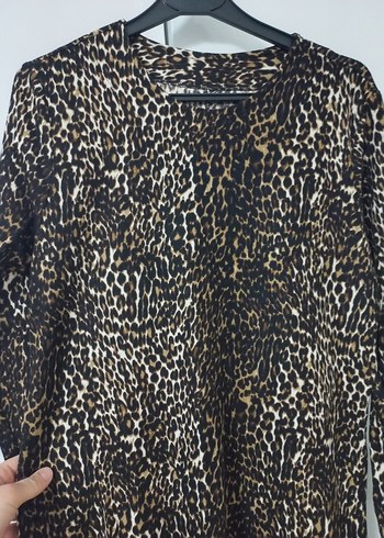 Kahverengi Leopar Desenli Uzun Kadın Elbise - Görsel 6