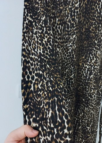 Kahverengi Leopar Desenli Uzun Kadın Elbise - Görsel 5