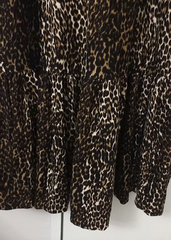 Kahverengi Leopar Desenli Uzun Kadın Elbise - Görsel 3