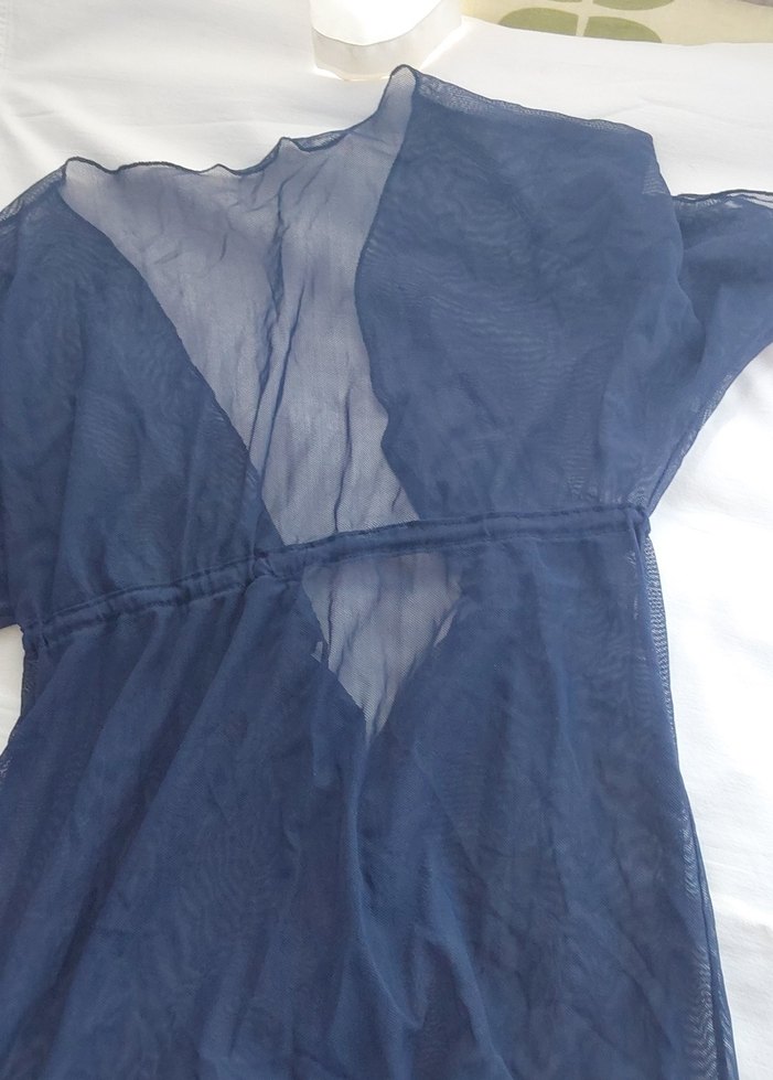 Lacivert Midi Bohem Salaş Kadın Elbise - Görsel 4