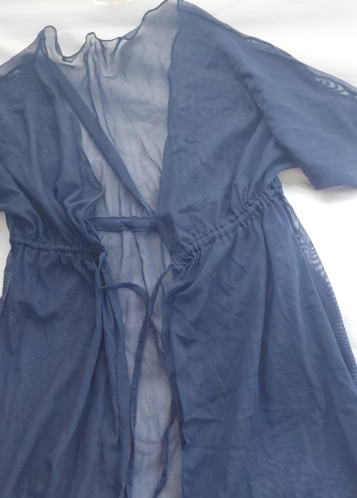 Lacivert Midi Bohem Salaş Kadın Elbise - Görsel 2