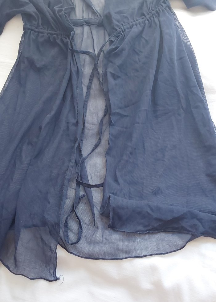 Lacivert Midi Bohem Salaş Kadın Elbise - Görsel 3