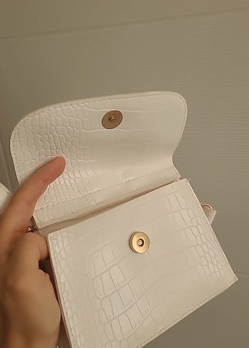 Beden Beyaz Yılan Derisi Desenli Kadın Deri Çanta