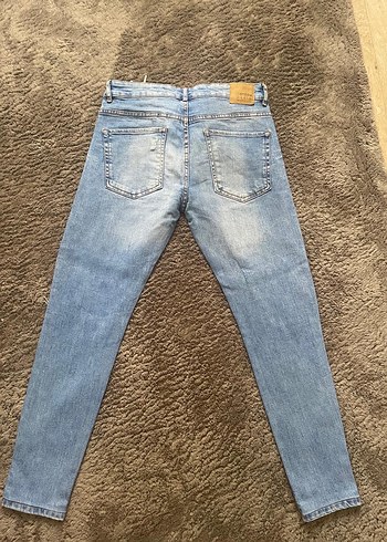 40 Beden Gri Mavi Kadın Denim Pantolon