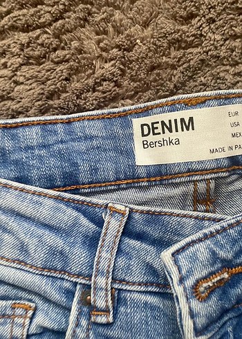 Bershka Gri Mavi Kadın Denim Pantolon