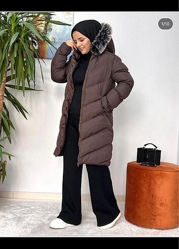 Kahverengi şisme mont