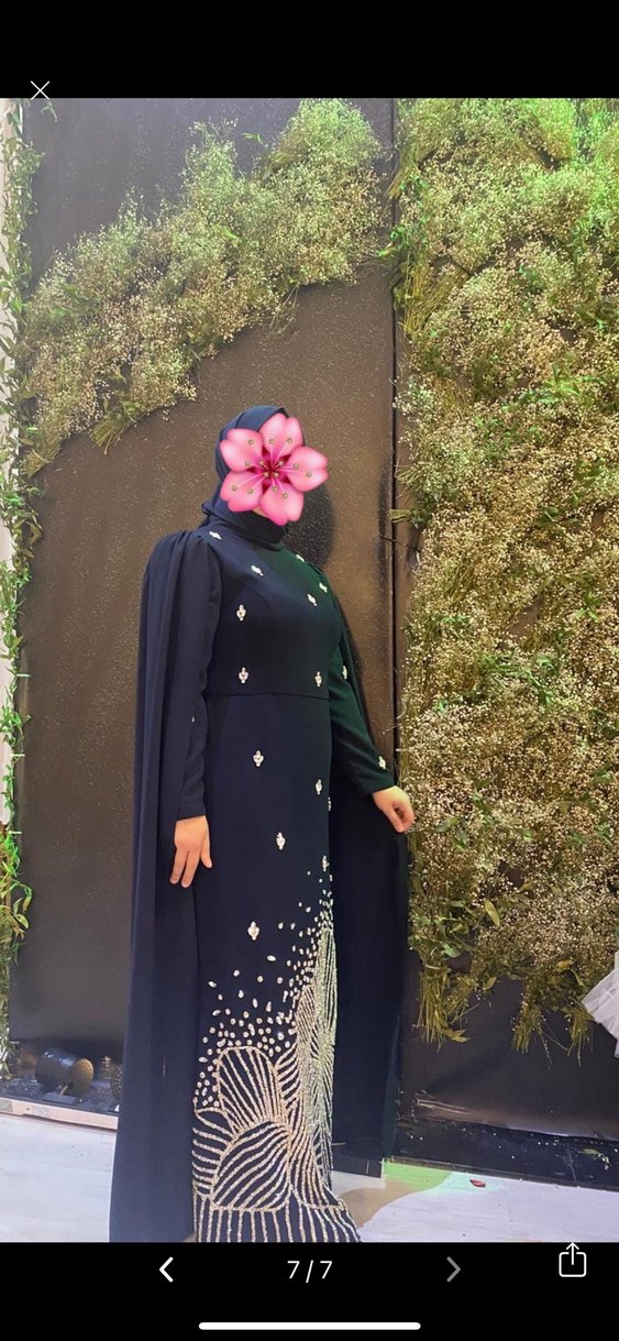 Nakışlı Lacivert Uzun Kollu Abiye Elbise - Görsel 4