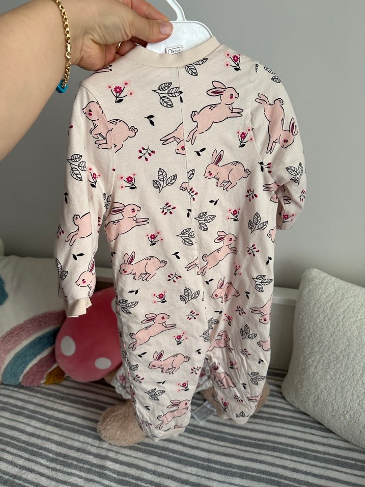 Kız Bebek Pamuklu Tavşan Desenli Tulum - Görsel 3