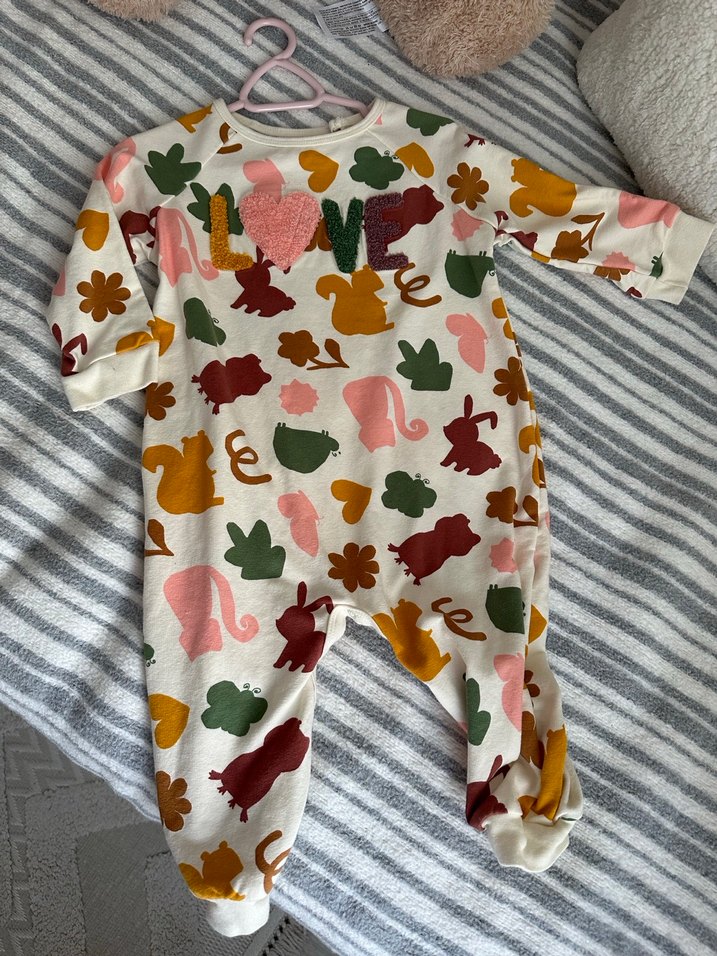 Çiçek ve Hayvan Desenli Bebek Tulum - Görsel 3