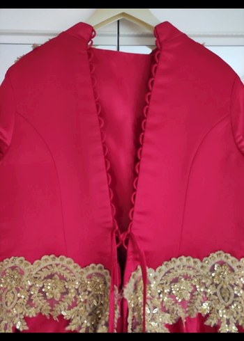 Bordo Nakışlı Uzun Kollu Kadın Abiye - Görsel 8