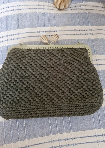 Örgü Gri Kadın Clutch Çanta