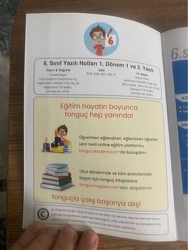 Tonguç 6.sınıf 1. Ve 2. Yazılı notları