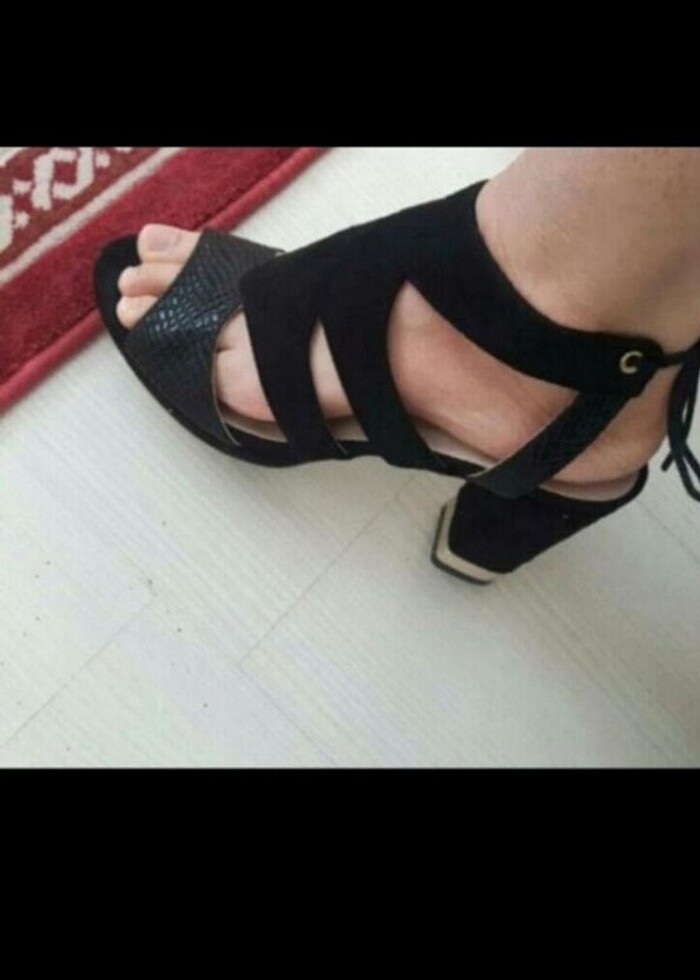 Siyah  topuklu ayakkabı  - Görsel 4