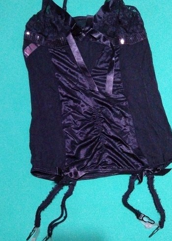 Siyah Gotik Strappy Büstiyer jartiyel