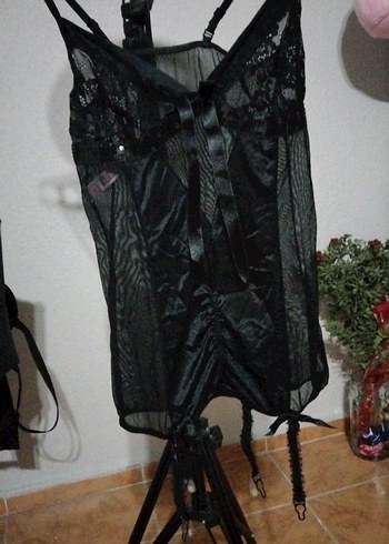 s Beden siyah Renk Siyah Gotik Strappy Büstiyer jartiyel