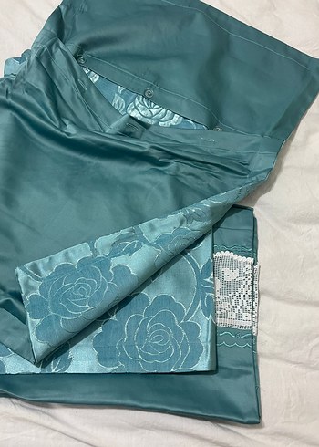 çok özel tasarım premium dantelli el emegi Turkuaz pike Takımı - Görsel 10