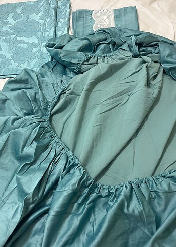 çok özel tasarım premium dantelli el emegi Turkuaz pike Takımı - Görsel 7