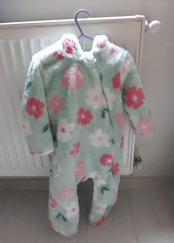 Çiçek Desenli Peluş Bebek Tulumu