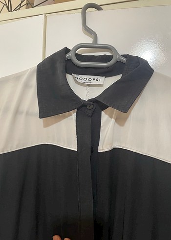 Zara Hoops Düğmeli Siyah Beyaz Uzun Kadın Elbise