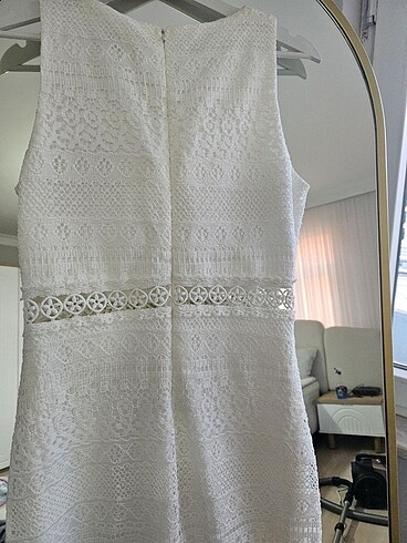 Dantelli beyaz abiye elbise - Görsel 4