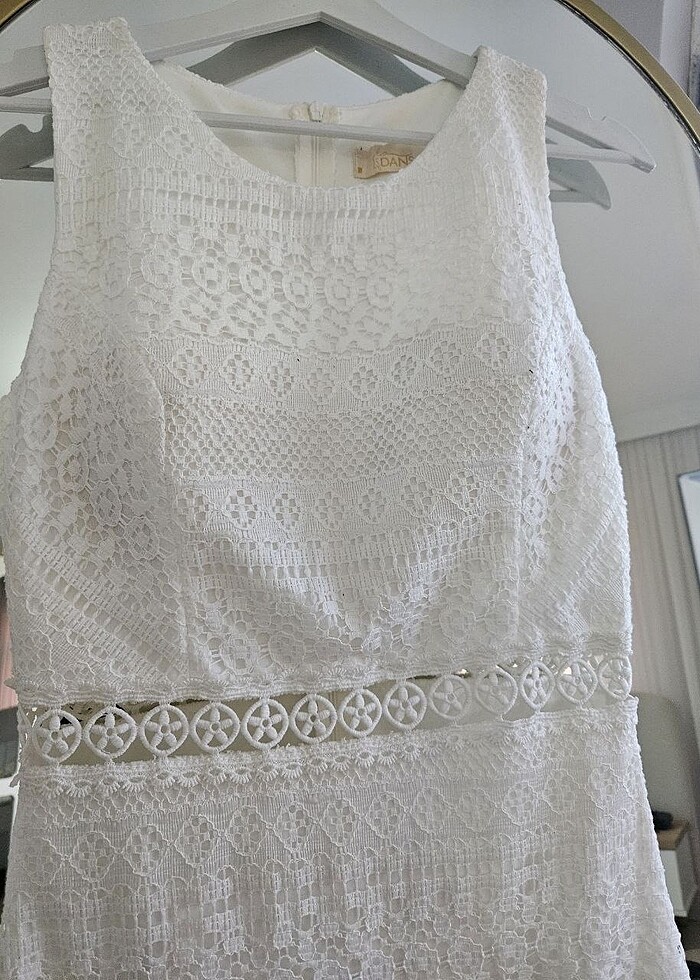 Dantelli beyaz abiye elbise - Görsel 2