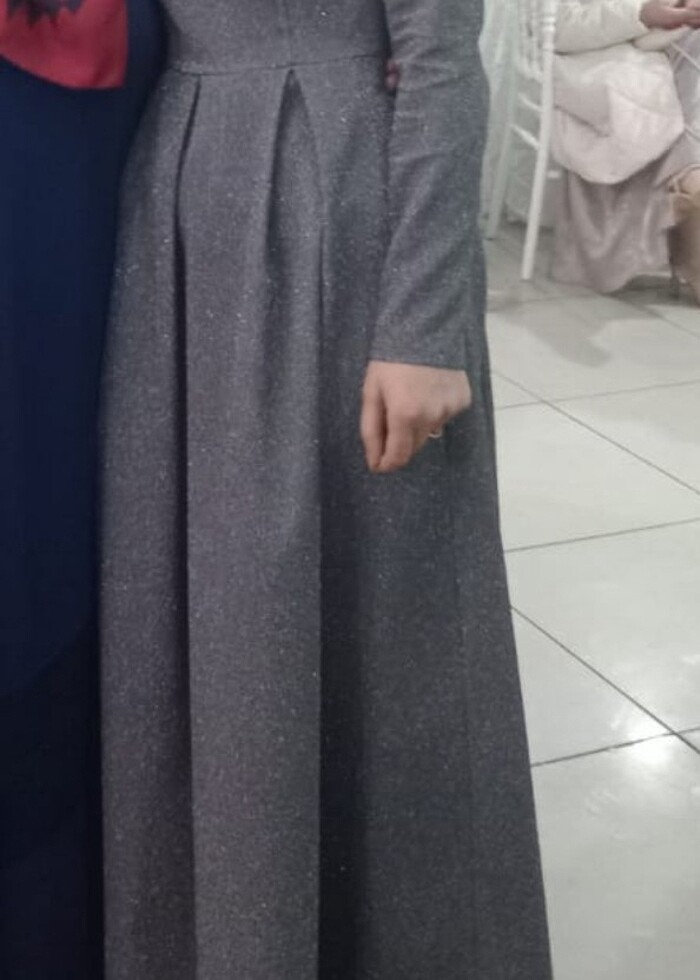 Gri Simli 38 beden Abiye - Görsel 5