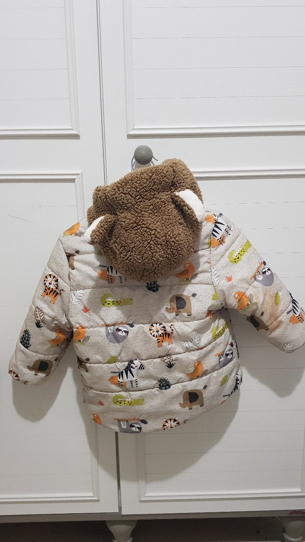 Kürklü Kapüşonlu Baskılı Erkek Çocuk Mont - Görsel 2